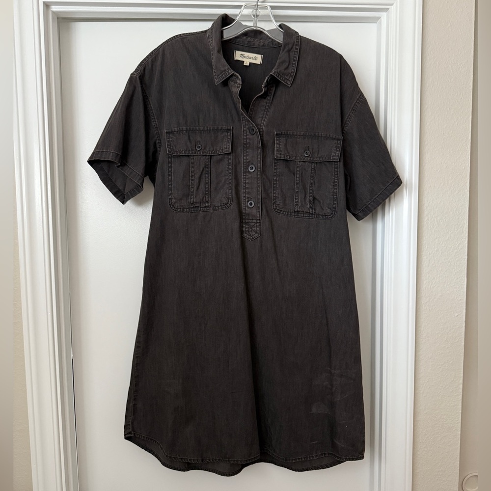 Madewell Gray Polo Collar Mini Dress
